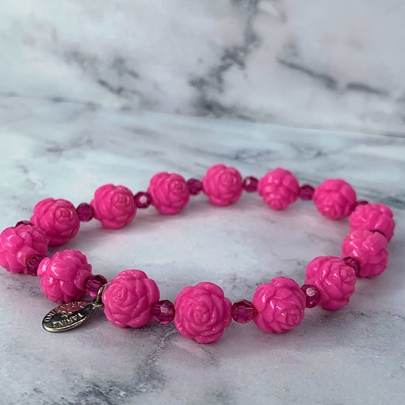 Tarina Tarantino Small Pink Rose Beaded Bracelet